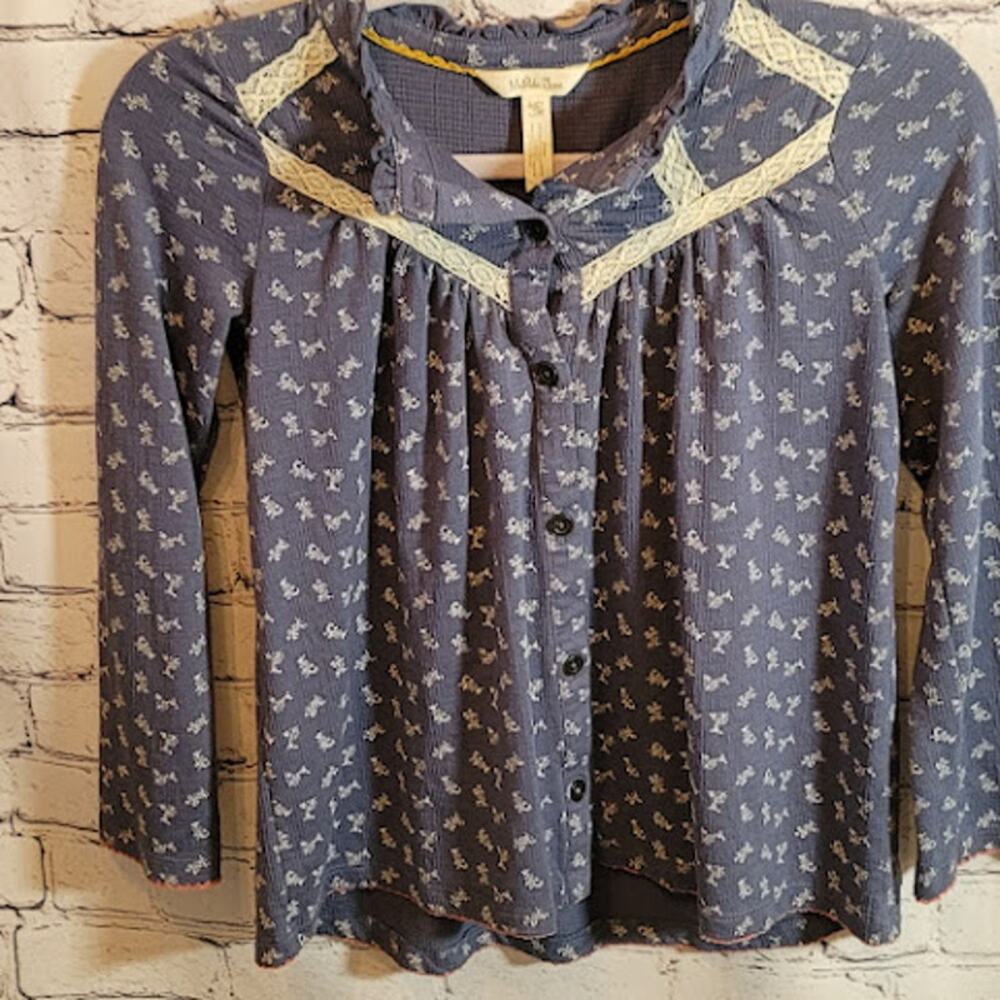 Matilda Jane Button up top- Girl's size 10- Blue